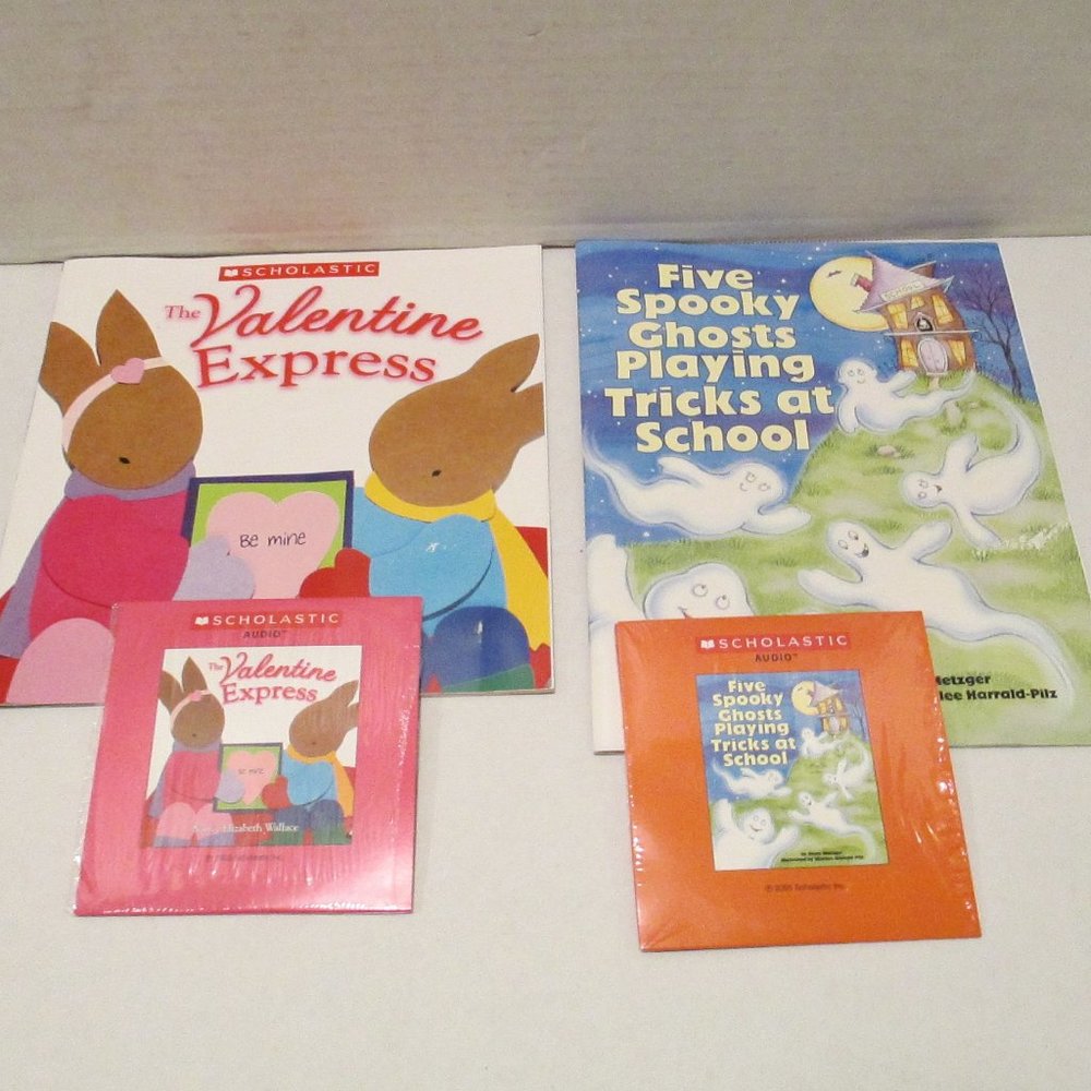 2 SCHOLASTIC Paperback Child Kids Book Sets Both Include Matching CDs